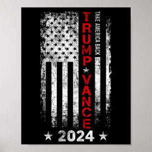 Póster Vintage de la bandera de Estados Unidos de Trump V
