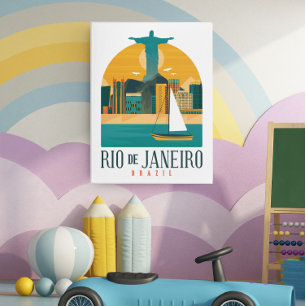 Póster Vintage de la Ciudad de Brasil en Río de Janeiro