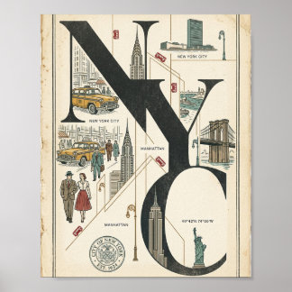 Póster Vintage de la ciudad de Nueva York