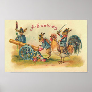Póster Vintage de la guerra de los conejitos de Pascua