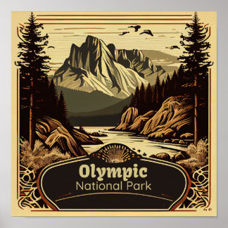 Póster Vintage de la Plaza del Parque Nacional Olímpico