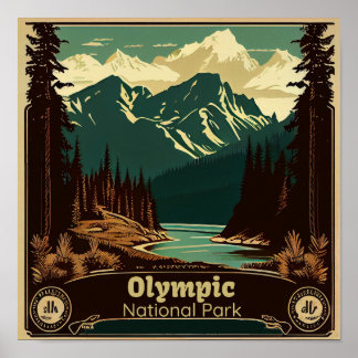 Póster Vintage de la Plaza del Parque Nacional Olímpico