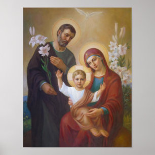 Póster vintage de la santa familia, Jesucristo, Josef, Ma