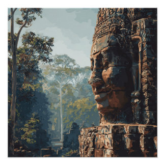 Póster vintage de la selva tropical forestal cambo