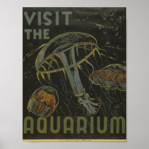 Póster vintage de la WPA Visita el acuario
