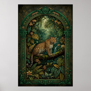 Póster Vintage de Leopardo Tropical