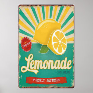 Póster vintage de limón fruta