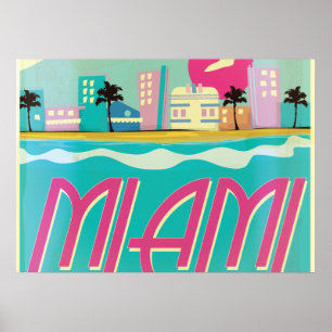 Póster vintage de Miami de los 80