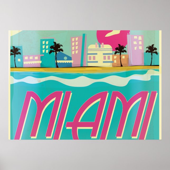 Póster vintage de Miami de los 80 (Frente)