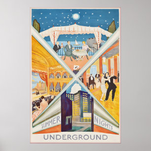 Póster vintage de noches de verano en Londres, imp