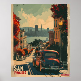 Póster Vintage de nostalgia costera de San Francisco
