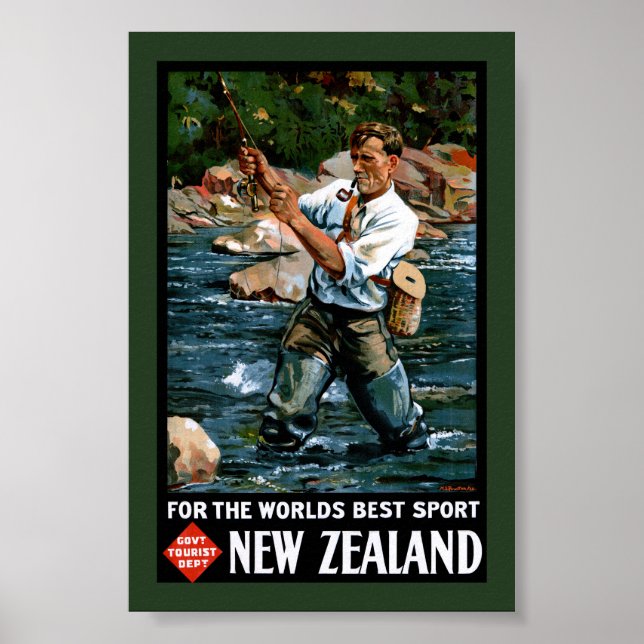 Póster Vintage de Nueva Zelanda Restaurado (Frente)