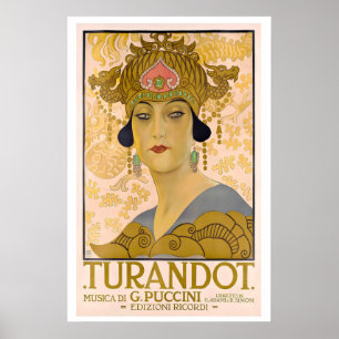 Póster vintage de ópera Turandot de Puccini