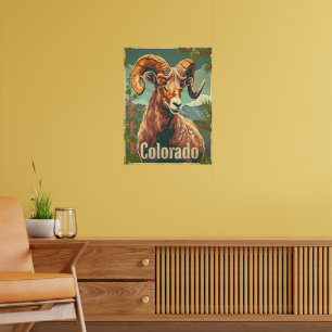 Póster Vintage de ovino colorado bighorn