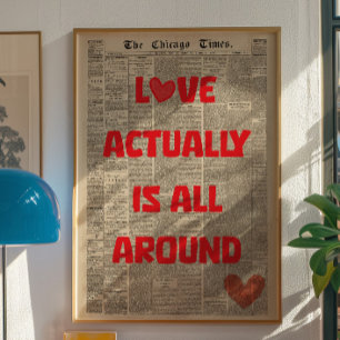 Póster Vintage de Pared «Love Actually Is All Arou