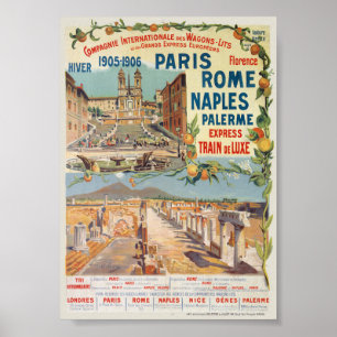 Póster vintage de París Roma Nápoles 1905