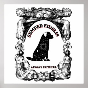 Póster vintage de perro celestial Semper Fidelis