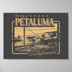 PÓSTER VINTAGE DE PETALUMA CALIFORNIA - CIUDAD DE PETALUM