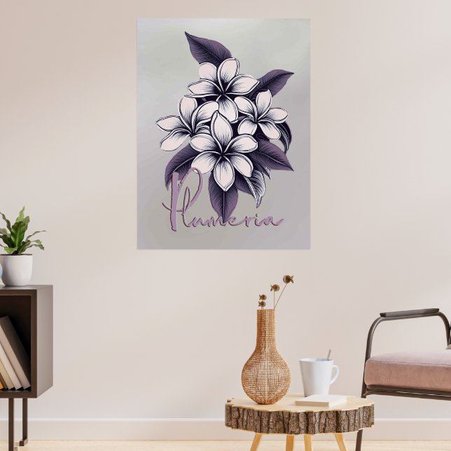 Póster Vintage de Plumeria de Maui (Salón 3)