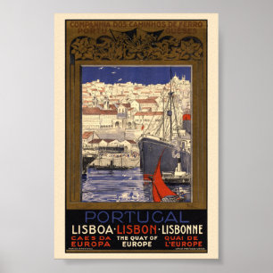 Póster vintage de Portugal Lisboa 1929