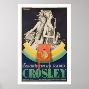 Póster vintage de publicidad de Crosley Radio por