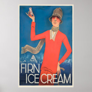 Póster vintage de publicidad de helado suizo