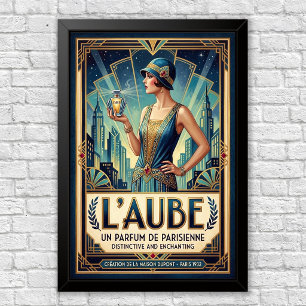 Póster vintage de publicidad de perfume Art Déco