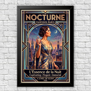 Póster vintage de publicidad de perfume Art Déco