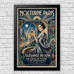 Póster vintage de publicidad de perfume Art Déco