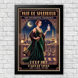 Póster vintage de publicidad de perfume Art Déco