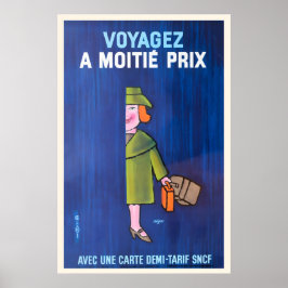Póster vintage de publicidad de viajes en tren
