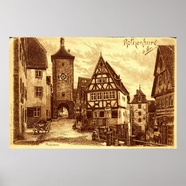 Póster Vintage de Rothenburg Alemania 1907 (Frente)