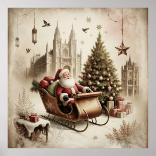 Póster vintage de Santa