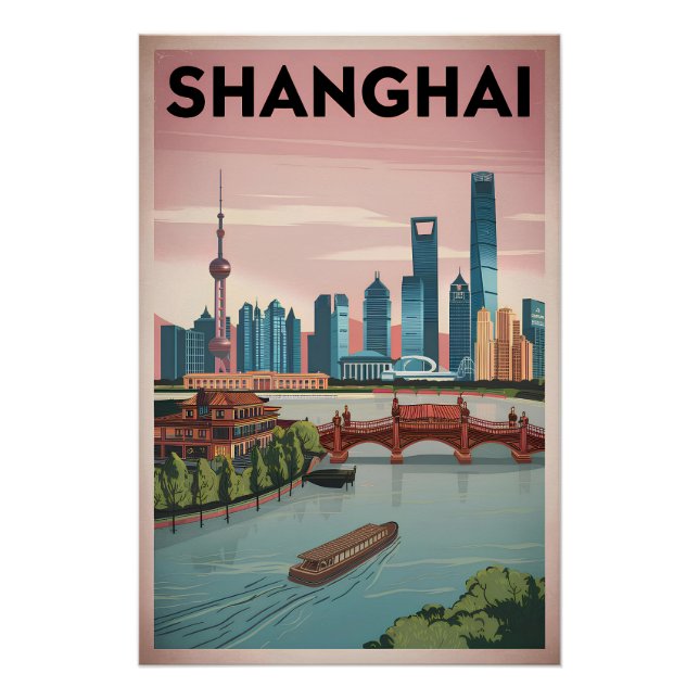 Póster Vintage de Shanghai (Anverso)