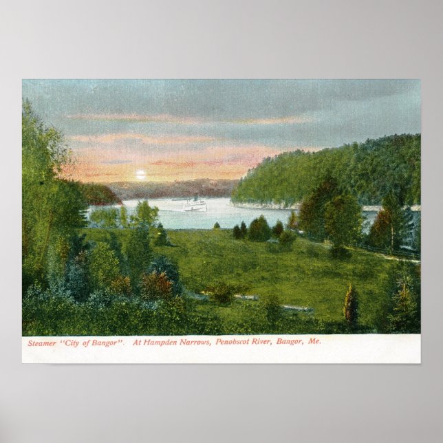 Póster Vintage de Steamer, Bangor Maine 1908 (Frente)