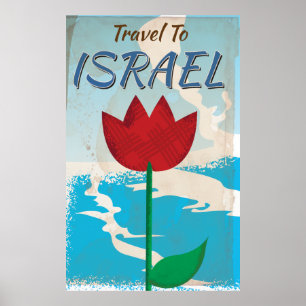 Póster vintage de vacaciones de Israel
