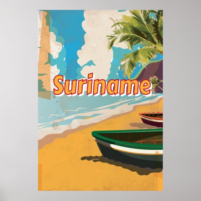 Póster vintage de vacaciones de Surinam (Frente)