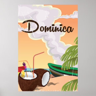 Póster vintage de vacaciones en Dominica