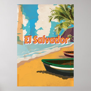 Póster vintage de vacaciones en El Salvador