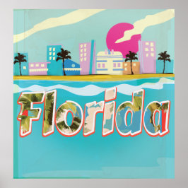 Póster vintage de vacaciones en Florida