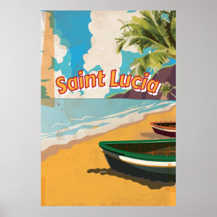 Póster vintage de vacaciones en Santa Lucía