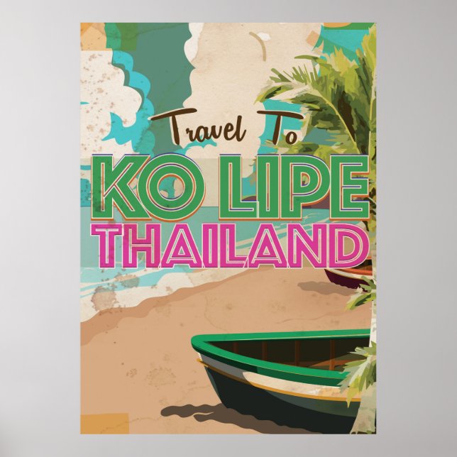 Póster vintage de vacaciones Ko Lipe Tailandia (Frente)