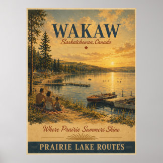 Póster Vintage de Verano de la Pradera de Wakaw Sa