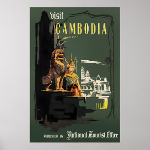 Póster vintage de viaje a Camboya, impresión de An