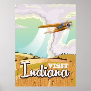 Póster vintage de viaje a Indiana