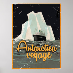 Póster vintage de viaje a la Antártida