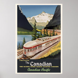 Póster vintage de viaje de la ruta panorámica cana