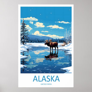 Póster Vintage de Viaje Nacional de Esquí de Alask
