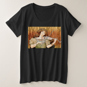 Póster vintage de violín Art Nouveau   Música eleg