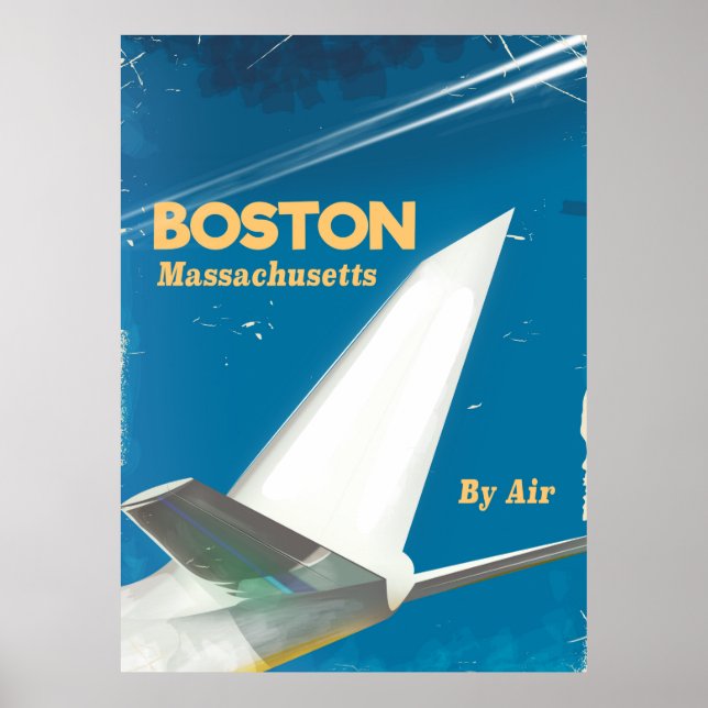 Póster vintage de vuelo de Boston Massachusetts (Frente)